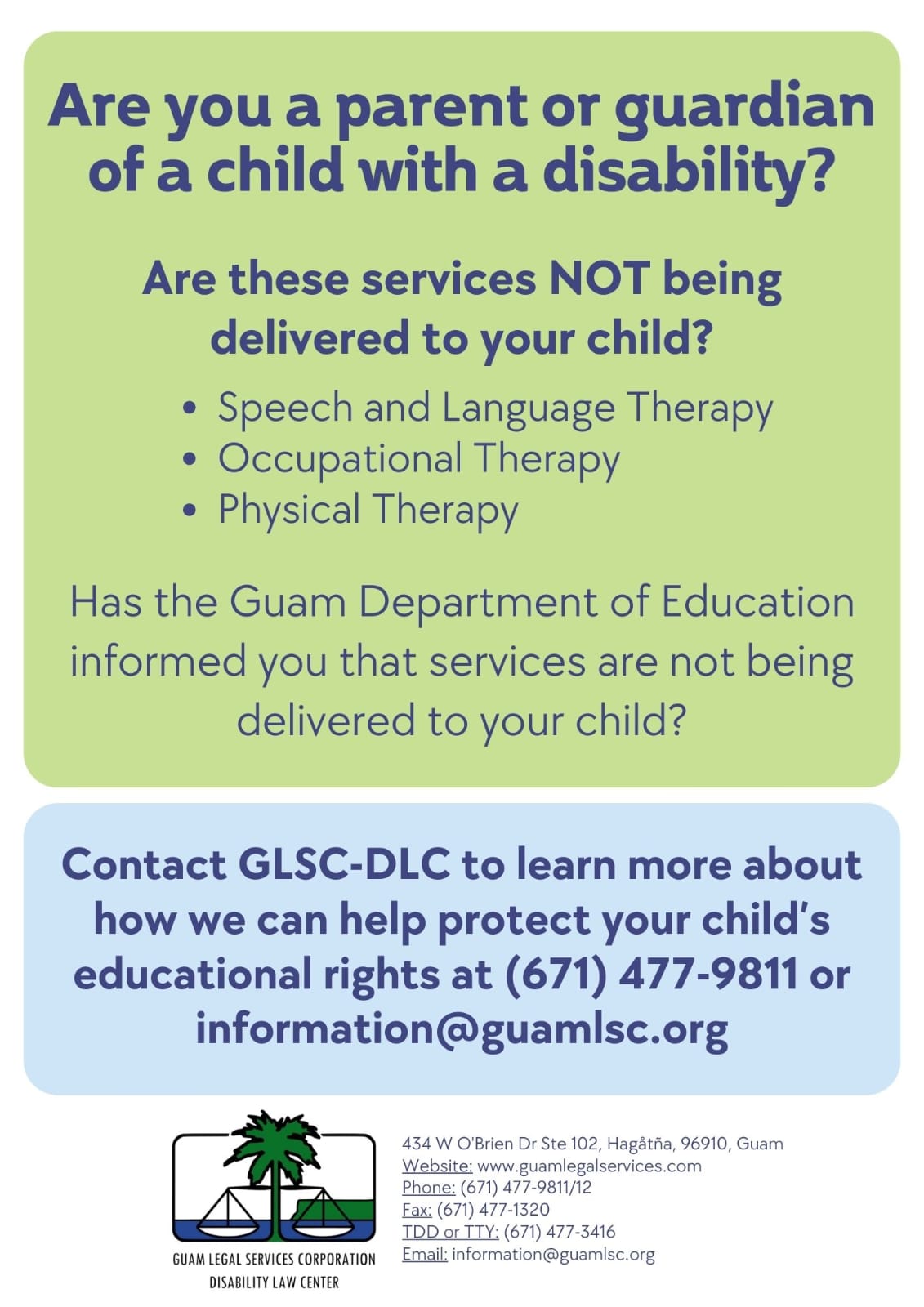 parent or guardian of a child with a disability flyer
